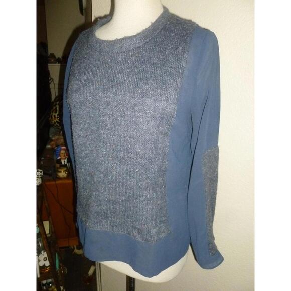 Aryn K. Sheer Chiffon Back Fashion Sweater Top in Navy Blue Pullover‎ M Medium - Picture 3 of 6